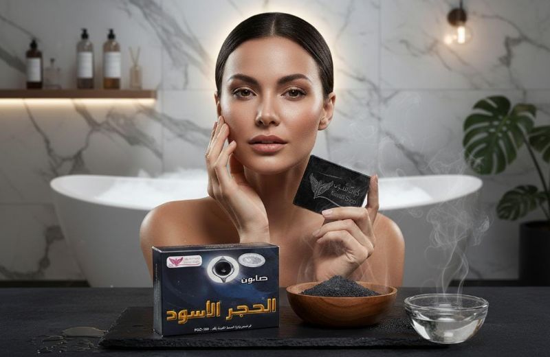 صابون الحجر الأسود | معتمد من وزارة الصحة الكويتية - قالب 100 جرام Black Stone Soap | Approved by the Kuwait Ministry of Health - 100g Bar