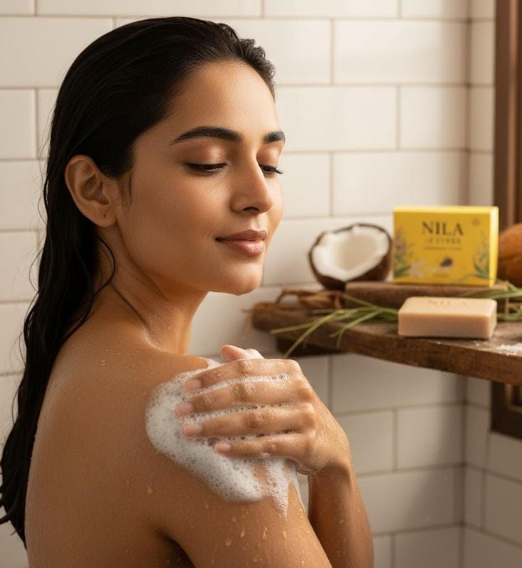 صابون نيلا نجيل الهند | إم كيه إكسبورتس | علاج أيورفيدي للبشرة Neela Vetiver Soap | MK Exports | Ayurvedic Skin Treatment