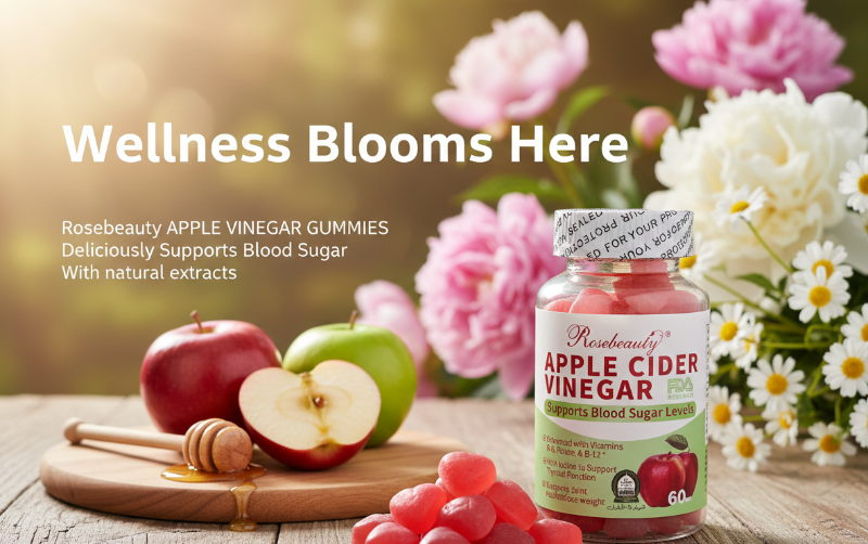 Rosebeauty Apple Cider Vinegar Gummies | ACV with Mother, B Vitamins & Iodine for Wellness Support