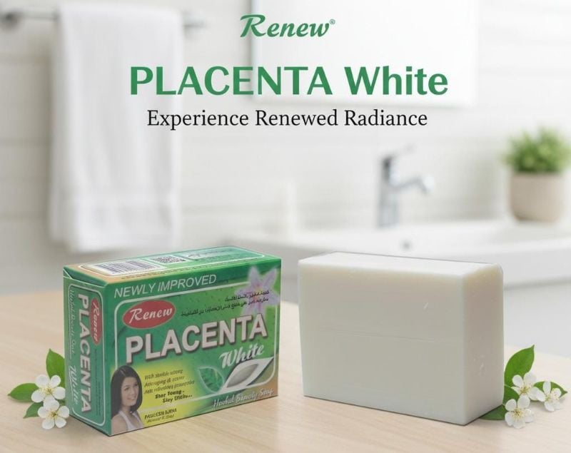 صابون المشيمة العشبي الأبيض | تفتيح، تغذية، ومقاومة الشيخوخة White Herbal Placenta Soap | Brightening, Nourishing, and Anti-Aging