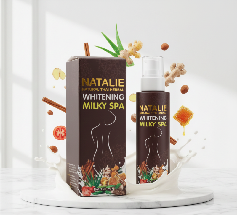 Natalie Natural Thai Herbal Whitening Milky Spa | Milky Body Scrub with Milk, Honey & Turmeric | Whitening & Nourishing Treatment – 120ml