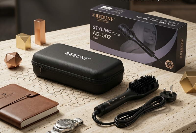 Title (60 Characters max):
Rebun Styling Comb AB-002: 98W Straightening & Styling Comb – 3 Heat Settings (160°C, 180°C, 200°C) with Case