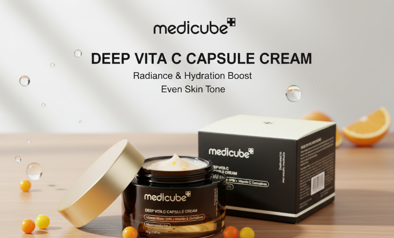 Medicube Deep Vita C Capsule Cream | 50% Sea Buckthorn Vitamin Water & 5% Niacinamide | Brightening Cream with Micro-Capsules