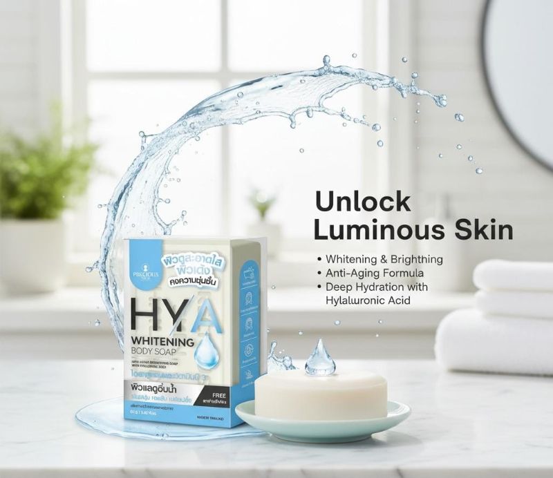 صابون هايا لتفتيح الجسم من بريشس سكين | صابون مضاد للشيخوخة ومفتح للبشرة مع حمض الهيالورونيك Haya Body Whitening Soap by Precious Skin | Anti-Aging and Skin Brightening Soap with Hyaluronic Acid