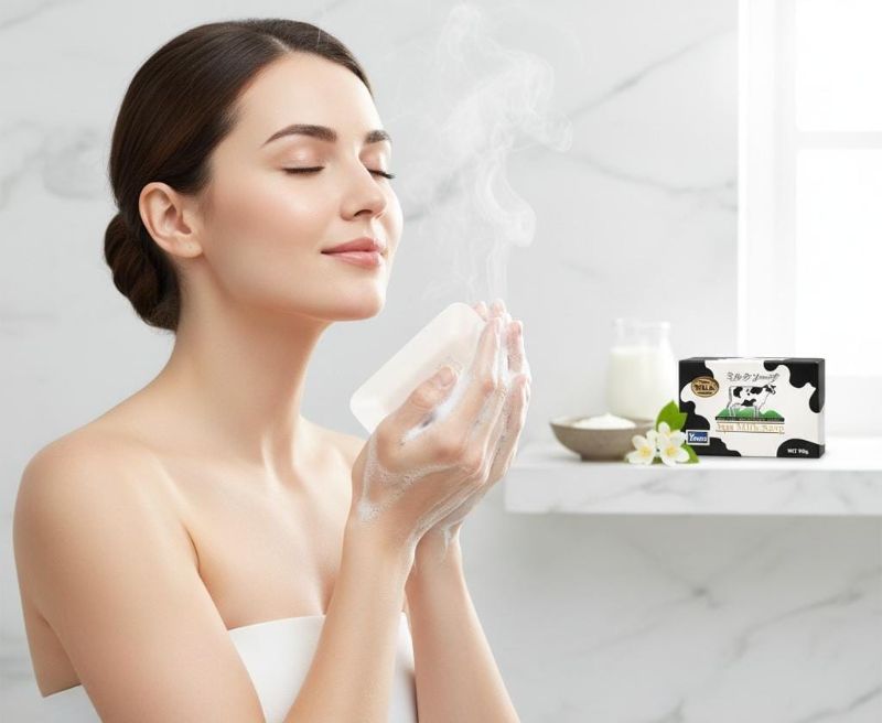 صابون يوكو سبا بالحليب النقي | ترطيب طبيعي وحماية من الأشعة فوق البنفسجية لبشرة ناعمة ومتألقة Yoko Spa Pure Milk Soap | Natural Moisturizing and UV Protection for Soft, Radiant Skin