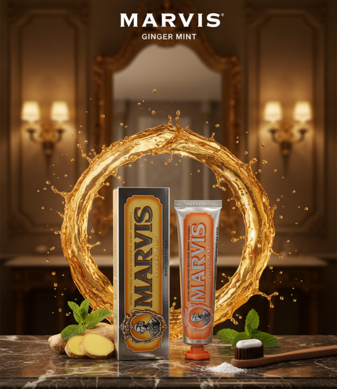 Marvis Ginger Mint Toothpaste 85ml – Italian Luxury Toothpaste | Warm Ginger & Fresh Mint Flavor | Fluoride Anti-Cavity, Tartar Control & Fresh Breath