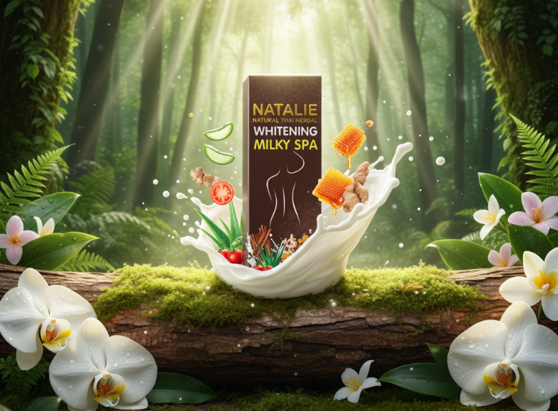 Natalie Natural Thai Herbal Whitening Milky Spa | Milky Body Scrub with Milk, Honey & Turmeric | Whitening & Nourishing Treatment – 120ml