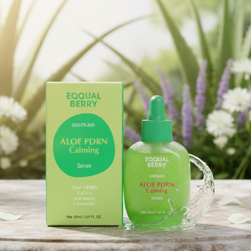 Eqqualberry Green Aid Aloe PDRN Calming Serum | 50,000ppm Aloe PDRN + 5-Cica | Sensitive Skin Repair & Redness Relief Serum