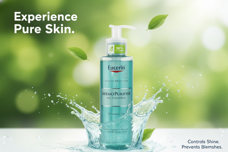 جل يوسيرين ديرمو-بيوريفاي للتحكم في الزيوت - غسول للوجه بحمض الساليسيليك للبشرة المعرضة لحب الشباب  Eucerin Dermo-Purify Oil Control Gel - Salicylic Acid Facial Wash for Acne-Prone Skin
