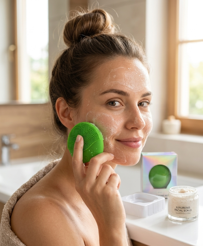 Sonic Silicone Facial Cleansing Brush – Waterproof Electric Face Brush | Soft Bristles for Deep Pore Cleansing | Removes Dirt, Oil & Makeup | Improves Skin Texture & Circulation