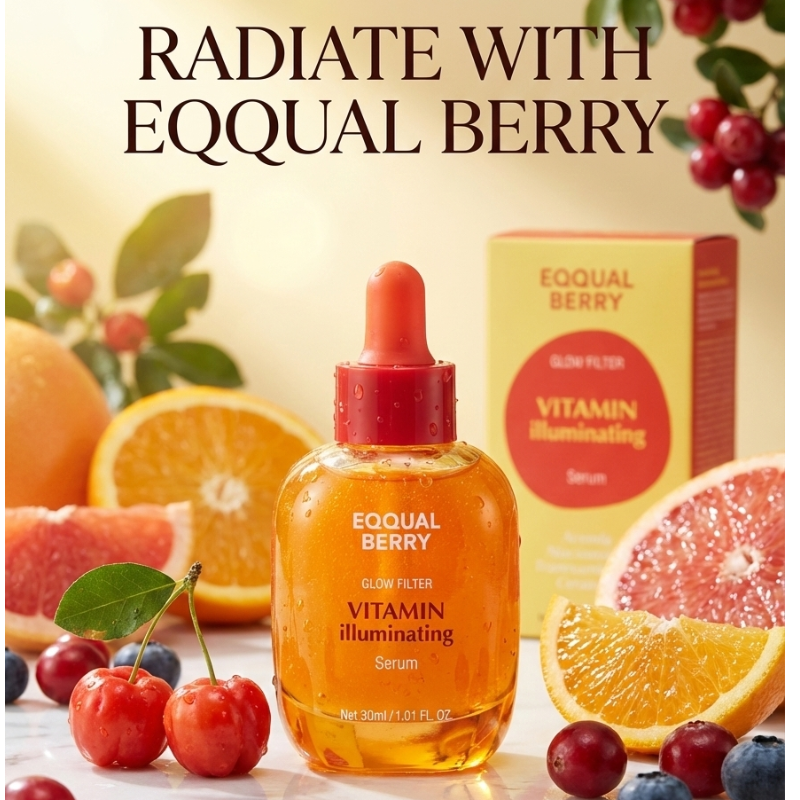 Eqqual Berry Glow Filter Serum: 40% Vitamin C + Ceramide Brightening Treatment for Hyperpigmentation