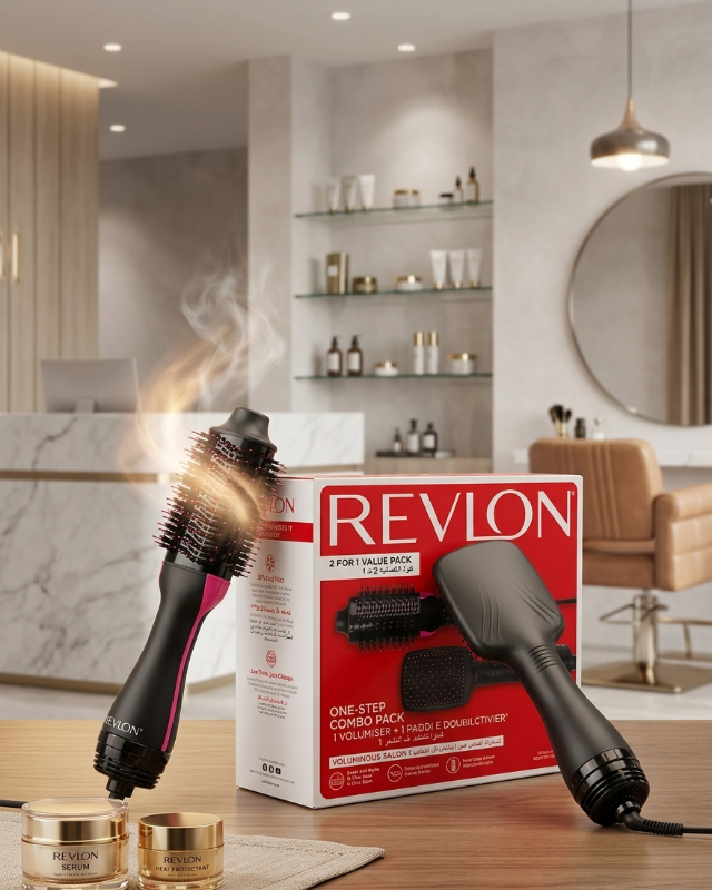 Revlon One-Step Combo Pack RVDR5282: Volumiser & Paddle Brush Styler – 2 Tools, Half the Time, Ionic, 1100W