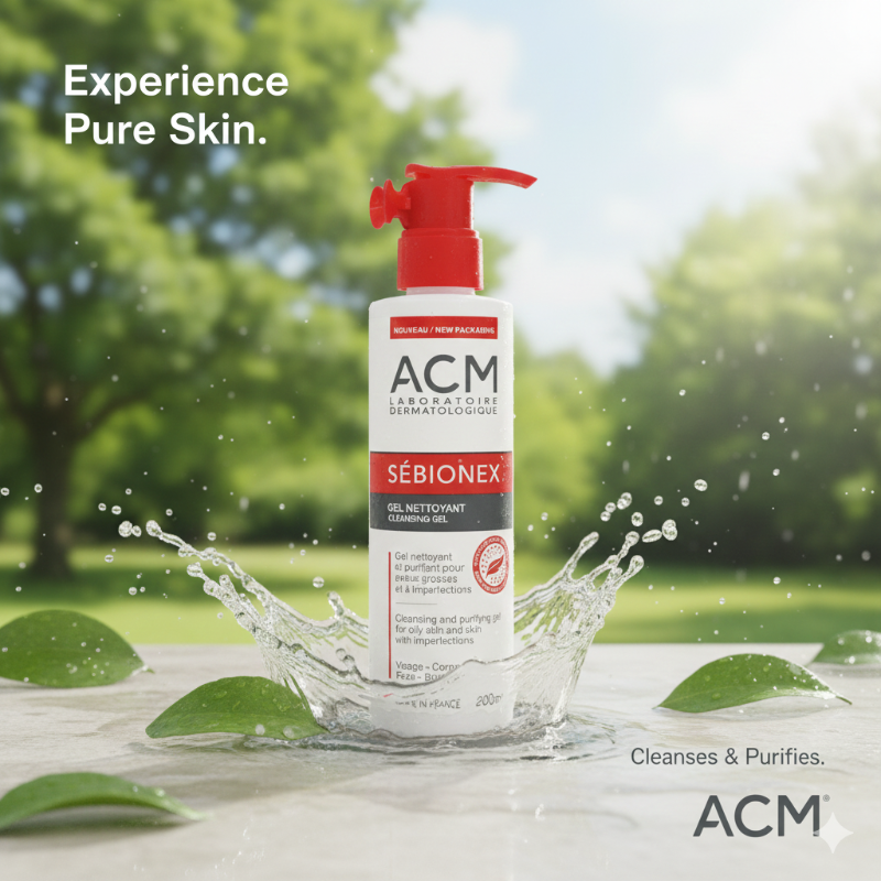 جل التنظيف المُنقّي سيبيونكس من ACM - غسول للوجه والجسم بحمض الجليكوليك للبشرة الدهنية والمعرضة للشوائب ACM Cybionex Purifying Cleansing Gel - Face & Body Wash with Glycolic Acid for Oily and Blemish-Prone Skin