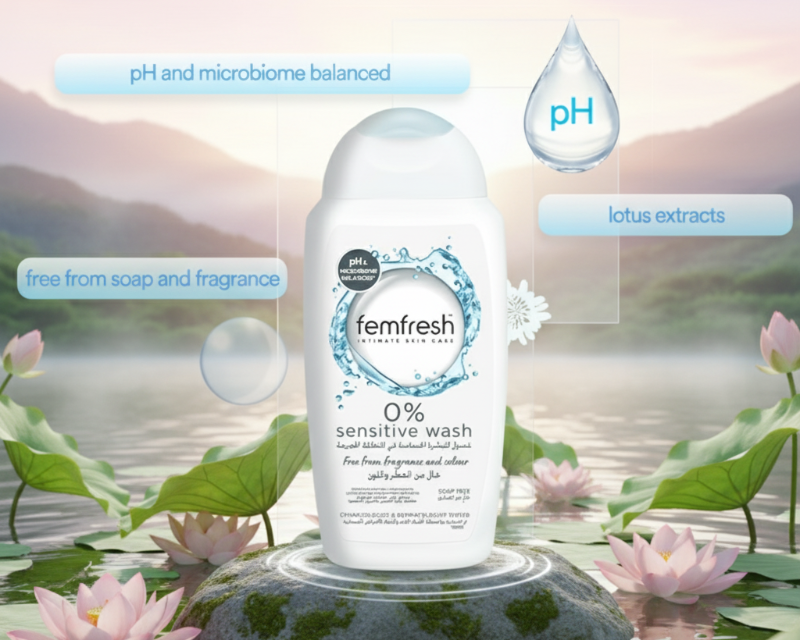 غسول فيم فريش 0% للمناطق الحساسة | خالٍ من العطور والصابون، ومتوازن الحموضة | 250 مل  
Femfresh 0%  Sensitive  Intimate Wash | Fragrance-Free, Soap-Free, pH Balanced | 250ml