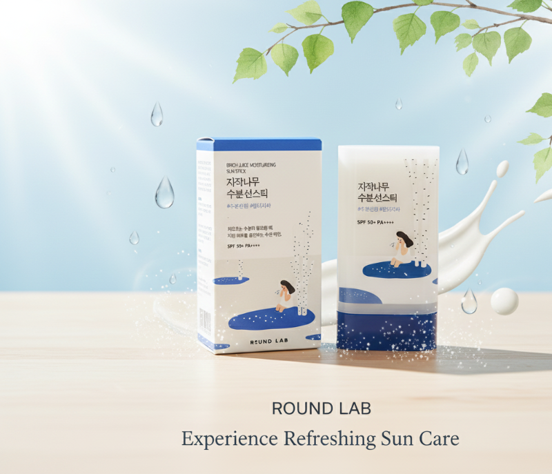 Round Lab Birch Juice Moisturizing Sun Stick SPF 50+ PA++++ | Hydrating Sunscreen Stick with Birch Sap & Niacinamide | No White Cast, Cooling Effect – 19g