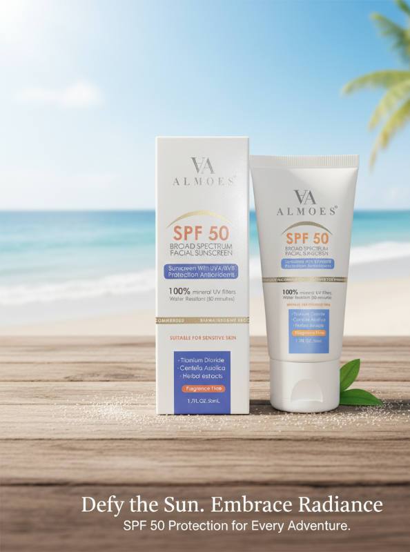 ALMOES SPF 50 Broad Spectrum Facial Sunscreen | Mineral Sunscreen with Niacinamide for Sensitive Skin