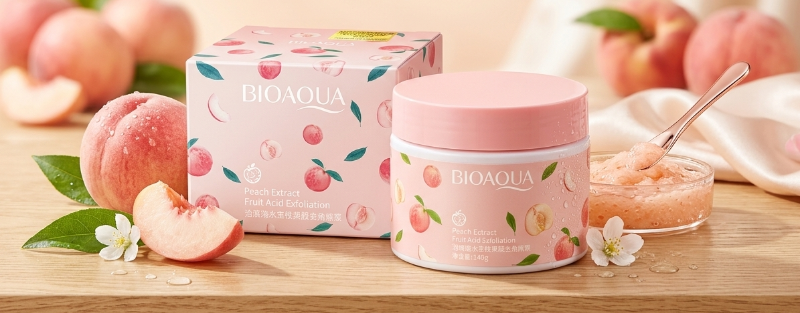 BIOAQUA Peach Extract Fruit Acid Exfoliation Gel 140g: Removes Dead Skin, Unclogs Pores & Brightens