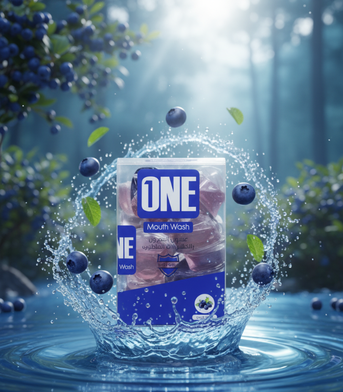 كبسولات غسول الفم "ون أدفانسد" بنكهة التوت الأزرق | 20 كبسولة، خالية من الكحول لحماية فمك كاملة ونفس منعش 
One Advanced Blueberry Mouthwash Capsules | 20 Capsules, Alcohol-Free for Complete Oral Protection and Fresh Breath