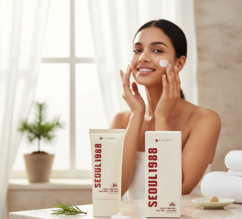 K-SECRET Seoul 1988 Sunscreen SPF 50+ PA++++ | Pine Tree + Ceramide | Lightweight, No White Cast | Anti-Aging Sun Protection