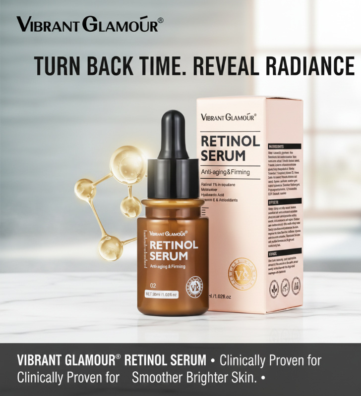 Vibrant Glamour Retinol Serum | 1% Retinol + Squalane Anti-Aging Serum for Wrinkles & Firmness