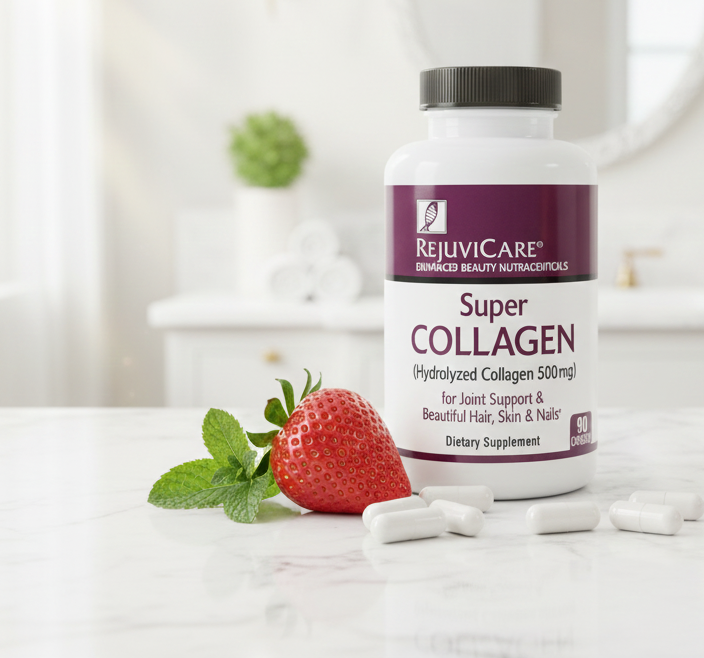 Rejuvicare Super Collagen 500 mg Capsules | Hydrolyzed Collagen for Hair, Skin, Nails & Joint Support