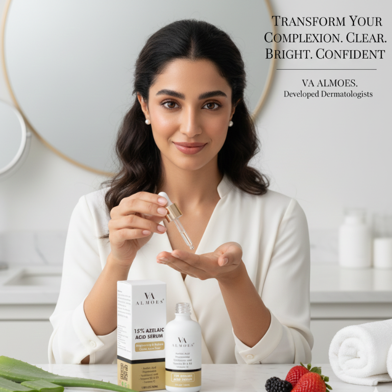 ALMOES 15% Azelaic Acid Serum | 15% AzA + Niacinamide + Hyaluronic Acid | Brightening & Calming Treatment for Hyperpigmentation & Acne