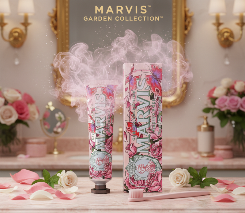 Marvis Kissing Rose Toothpaste 75ml – Garden Collection | Luxury Italian Toothpaste with Bulgarian Rose & Peppermint | Gentle Cleaning & Fresh Breath