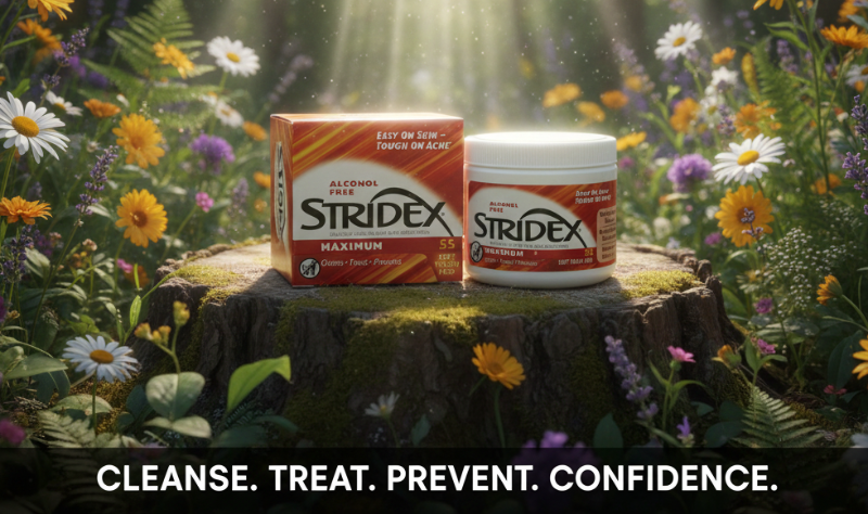 Stridex Maximum Strength Salicylic Acid 2% Acne Pads | 55 Alcohol-Free Exfoliating Pads | For Clogged Pores & Breakouts