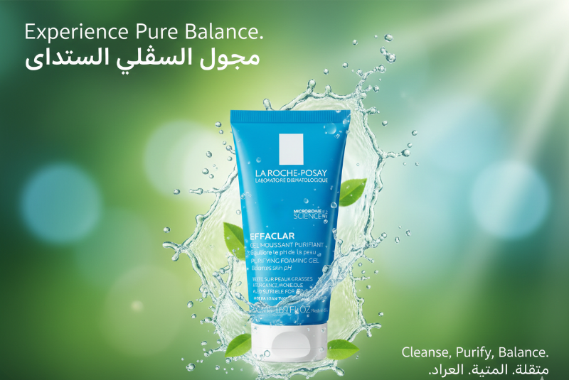 غسول الوجه للتحكم بالزيوت - جل إيفاكلار من لاروش بوزيه مع الزنك BCAA لتقليل اللمعان والرؤوس السوداء  Oil Control Facial Wash - La Roche-Posay Effaclar Gel with Zinc BCAA to Reduce Shine and Blackheads