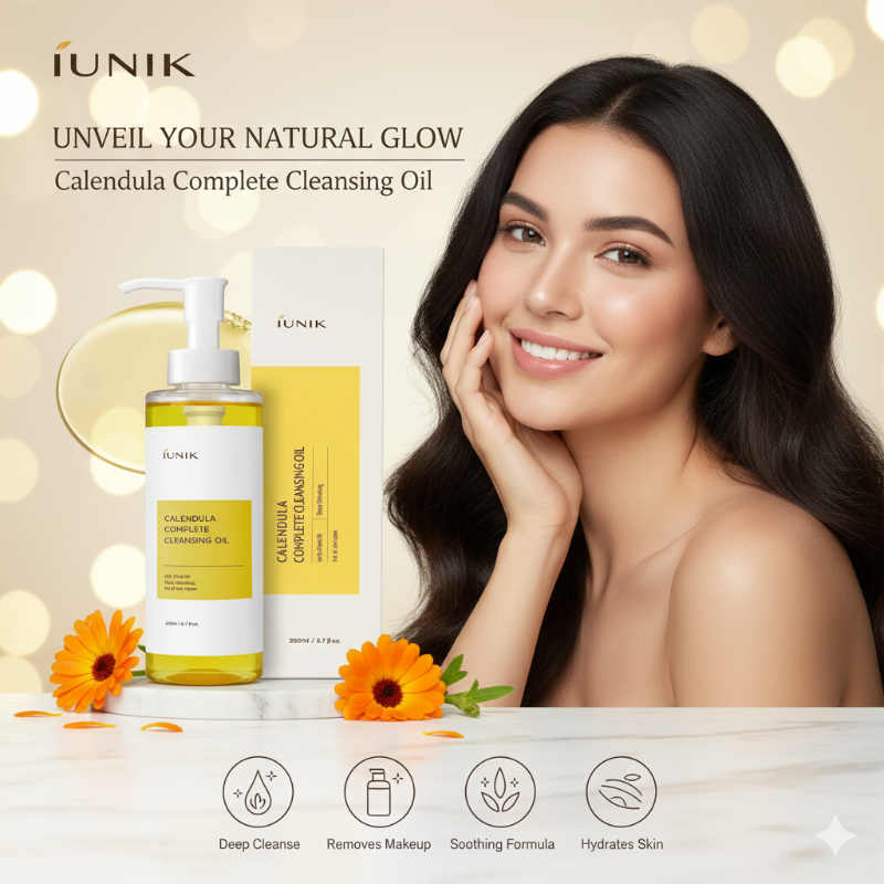 iUNIK Calendula Complete Cleansing Oil - 94% Plant-Based Vegan Cleanser for Sensitive Skin