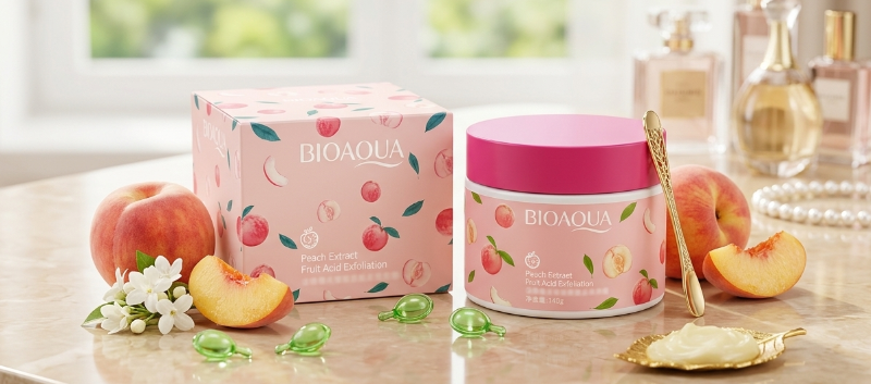 BIOAQUA Peach Extract Fruit Acid Exfoliation Gel 140g: Removes Dead Skin, Unclogs Pores & Brightens