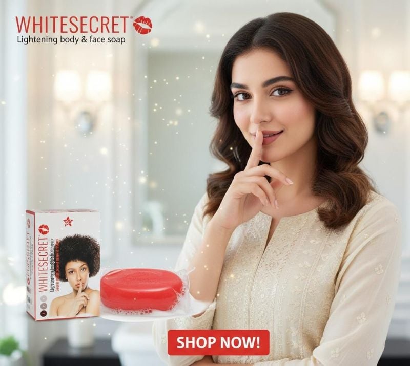 صابون وايت سيكريت لتفتيح البشرة - قالب صابون لتفتيح بشرة الجسم والوجه White Secret Skin Lightening Soap - A soap bar for lightening the skin of the body and face.