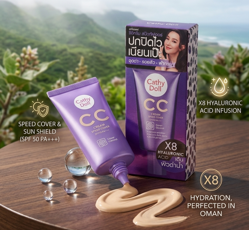 Cathy Doll CC Cream Speed Cover SPF50 PA+++: High Coverage with 8x Hyaluronic Acid & 8x Peptides – Anti-Aging