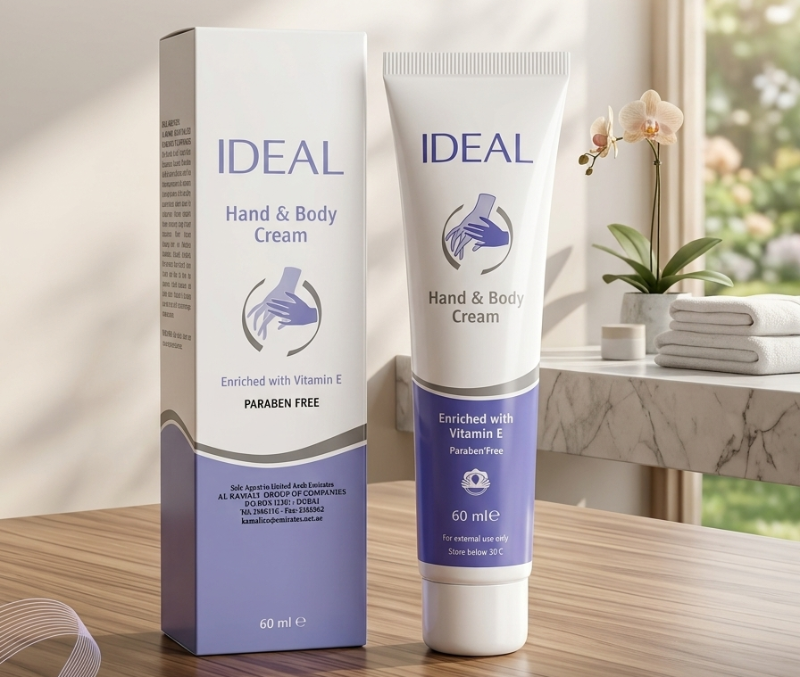 Ideal Hand & Body Cream 60ml: Vitamin E Enriched, Paraben-Free – By Al Kamal Cosmetics UAE
