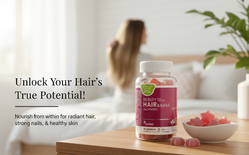 Sensilab Beauty Hair & Nails Gummies | Strawberry Gummies for Hair Growth, Skin & Nails