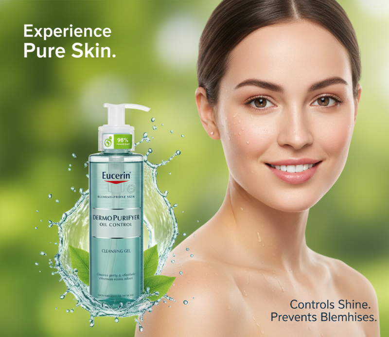 جل يوسيرين ديرمو-بيوريفاي للتحكم في الزيوت - غسول للوجه بحمض الساليسيليك للبشرة المعرضة لحب الشباب  Eucerin Dermo-Purify Oil Control Gel - Salicylic Acid Facial Wash for Acne-Prone Skin