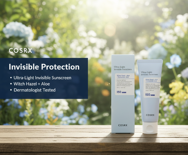 COSRX Ultra-Light Invisible Sunscreen SPF50 PA++++ | Hydrating Chemical Sunscreen for All Skin Types