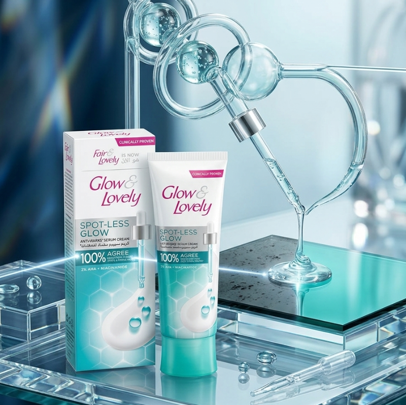 Glow & Lovely Spot-Less Glow Serum Cream: 3% AHA & Niacinamide for Dark Spots & Pimple Marks