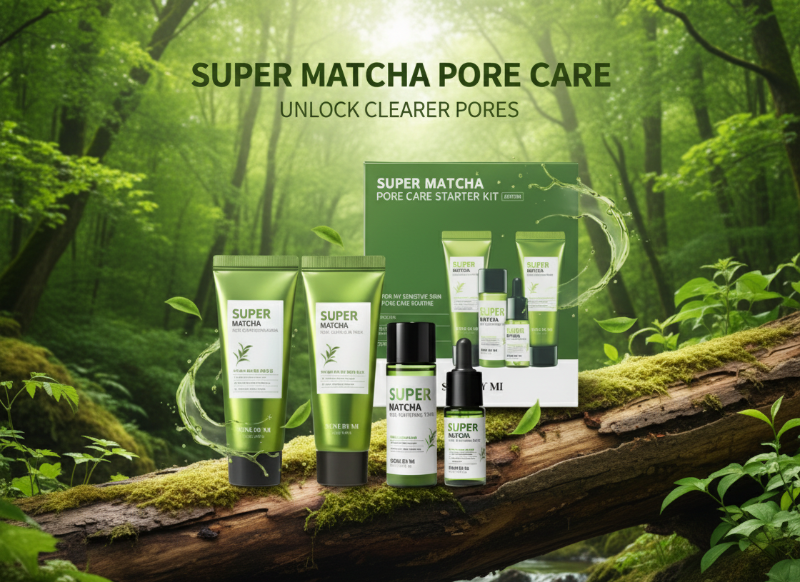 مجموعة سوم باي مي سوبر ماتشا للعناية بالمسام | روتين من 4 خطوات للرؤوس السوداء والمسام  Some By Mi Super Matcha Pore Care Kit | 4-Step Routine for Blackheads and Pores