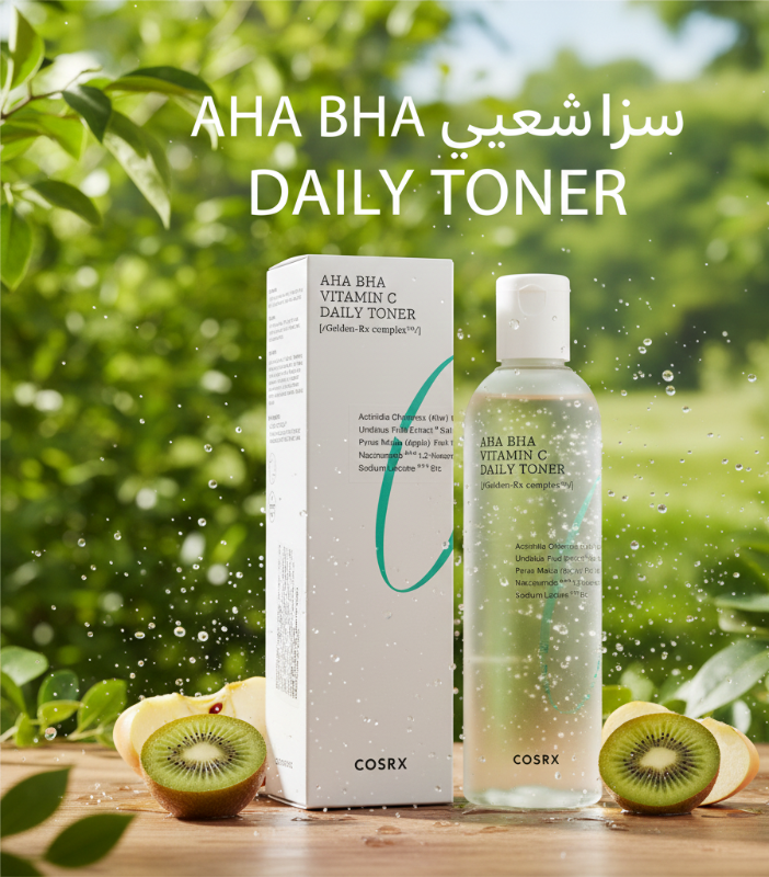 تونر كوسركس ريفريش AHA BHA فيتامين C اليومي - تونر مقشر ومفتح لطيف لجميع أنواع البشرة  Cosrx Refresh AHA BHA Vitamin C Daily Toner - Gentle Exfoliating & Brightening Toner for All Skin Types