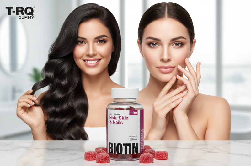 T‑RQ Adult Gummy Hair, Skin & Nails | Biotin + Vitamins C & E Gummies for Hair, Skin & Nail Support