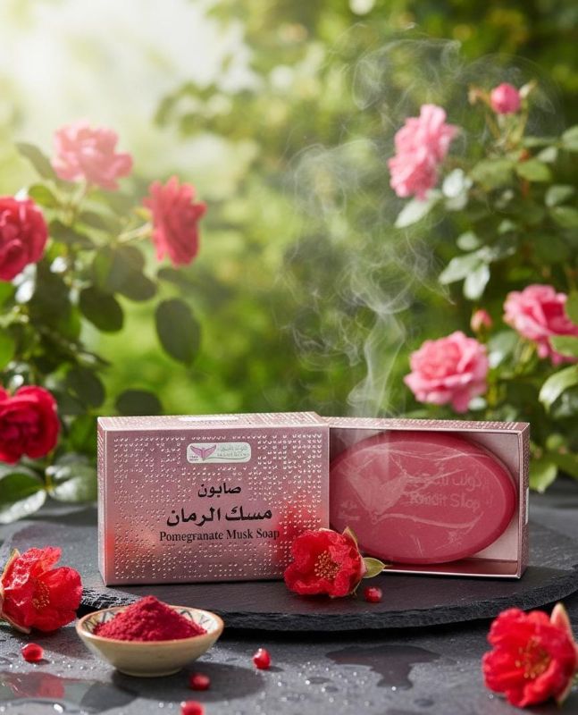 صابون الرمان والمسك | قالب تنظيف غني بمضادات الأكسدة وعطر يدوم طويلاً Pomegranate and Musk Soap | An Antioxidant-Rich Cleansing Bar with a Long-Lasting Fragrance