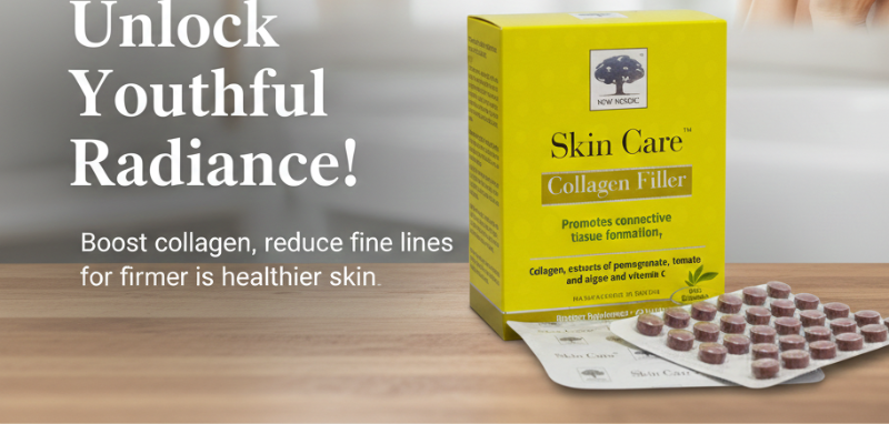 New Nordic Skin Care Collagen Filler Tablets | Marine Collagen + Vitamin C for Skin Firmness & Hydration