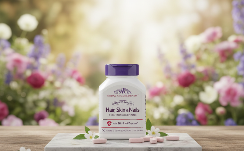 21st Century Advanced Formula Hair, Skin & Nails | Gluten-Free Supplement with Vitamins A, C, E & Herbal Blend