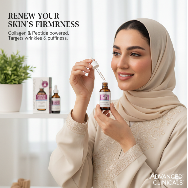 Advanced Clinicals Peptide Serum | Collagen + Multi-Peptide Complex | Anti-Wrinkle & Firming Face Serum