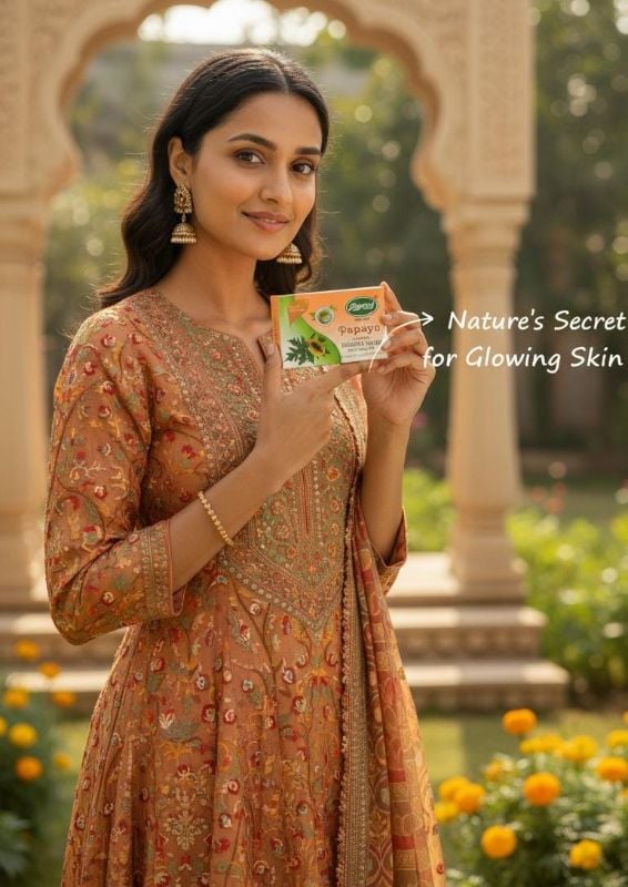 صابون بياري العشبي بالبابايا | صابون طبيعي للتنظيف والتفتيح 75 جرام  Piyari Herbal Papaya Soap | Natural Cleansing and Brightening Soap 75g