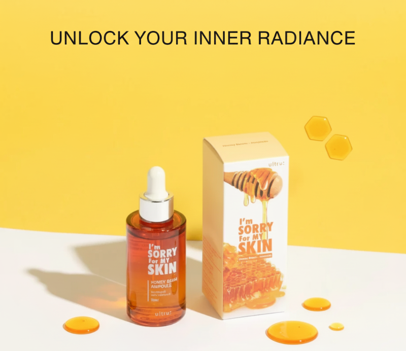 Ultru I'm Sorry For My Skin Honey Beam Ampoule | Honey & Propolis Serum | Deep Hydration & Soothing | For Sensitive, Dull Skin