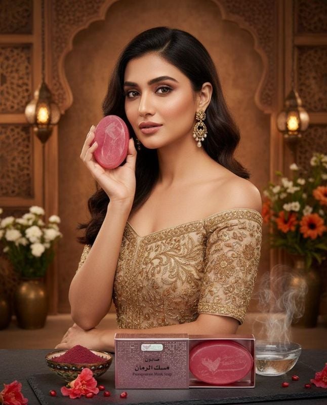 صابون الرمان والمسك | قالب تنظيف غني بمضادات الأكسدة وعطر يدوم طويلاً Pomegranate and Musk Soap | An Antioxidant-Rich Cleansing Bar with a Long-Lasting Fragrance