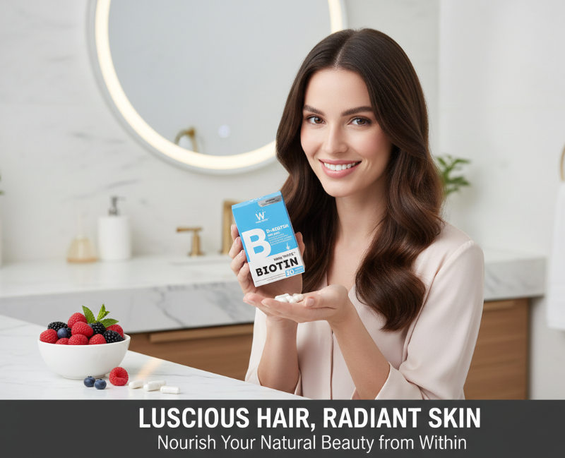 Wink White D-Biotin | 900 mcg Biotin Capsules with Natural Herbs for Hair Growth & Strength