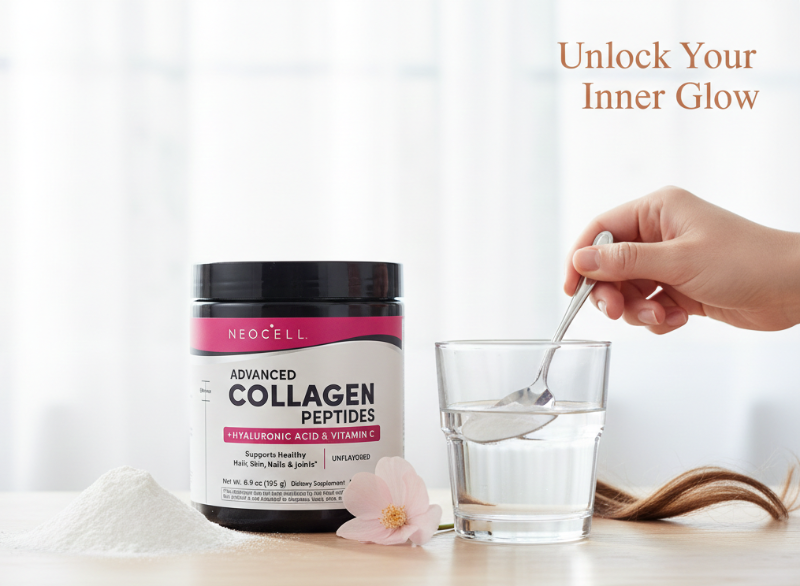 NeoCell Advanced Collagen Peptides Powder | Hydrolyzed Collagen with Hyaluronic Acid & Vitamin C